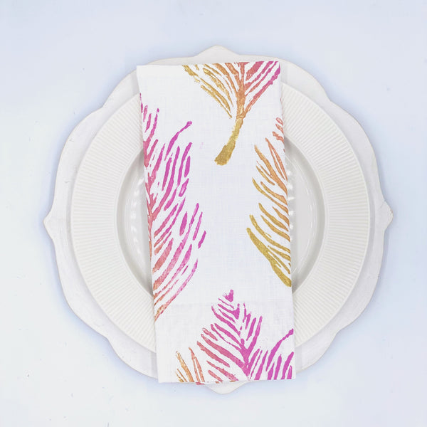 Feathers in Miami Vice Linen Napkins, Set of 4