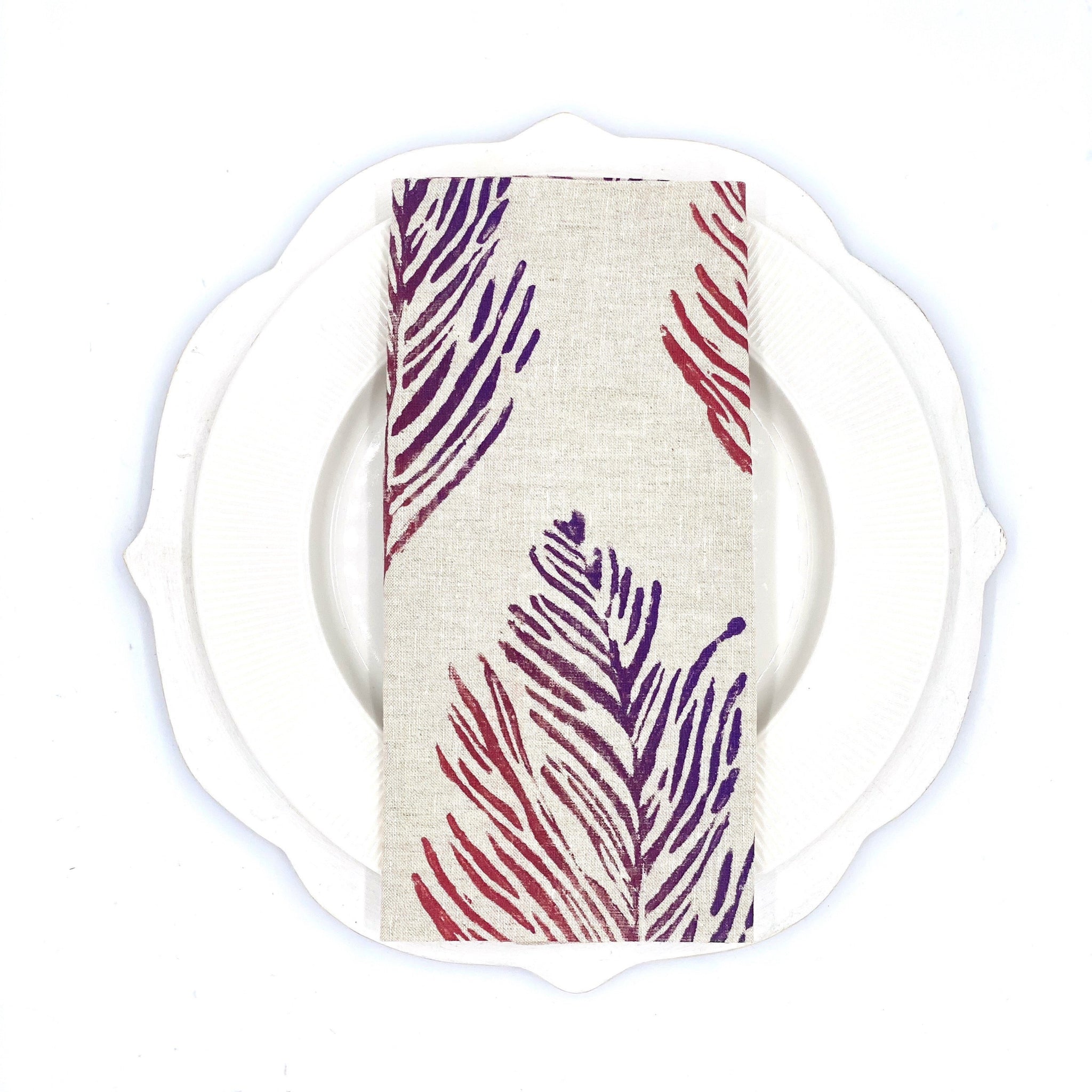 Feathers in Rose's Sunset Linen Napkins, Set of 4