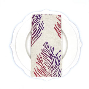 Feathers in Rose's Sunset Linen Napkins, Set of 4