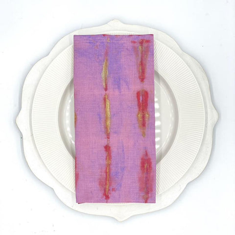 Shibori Golden Berry Linen Napkin