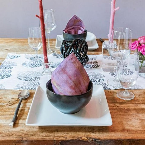 Shibori Golden Berry Linen Napkins