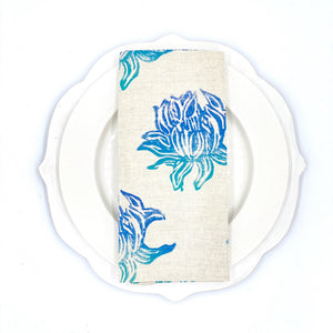 Lotus in Indigo Skies Linen Napkins, Set of 4