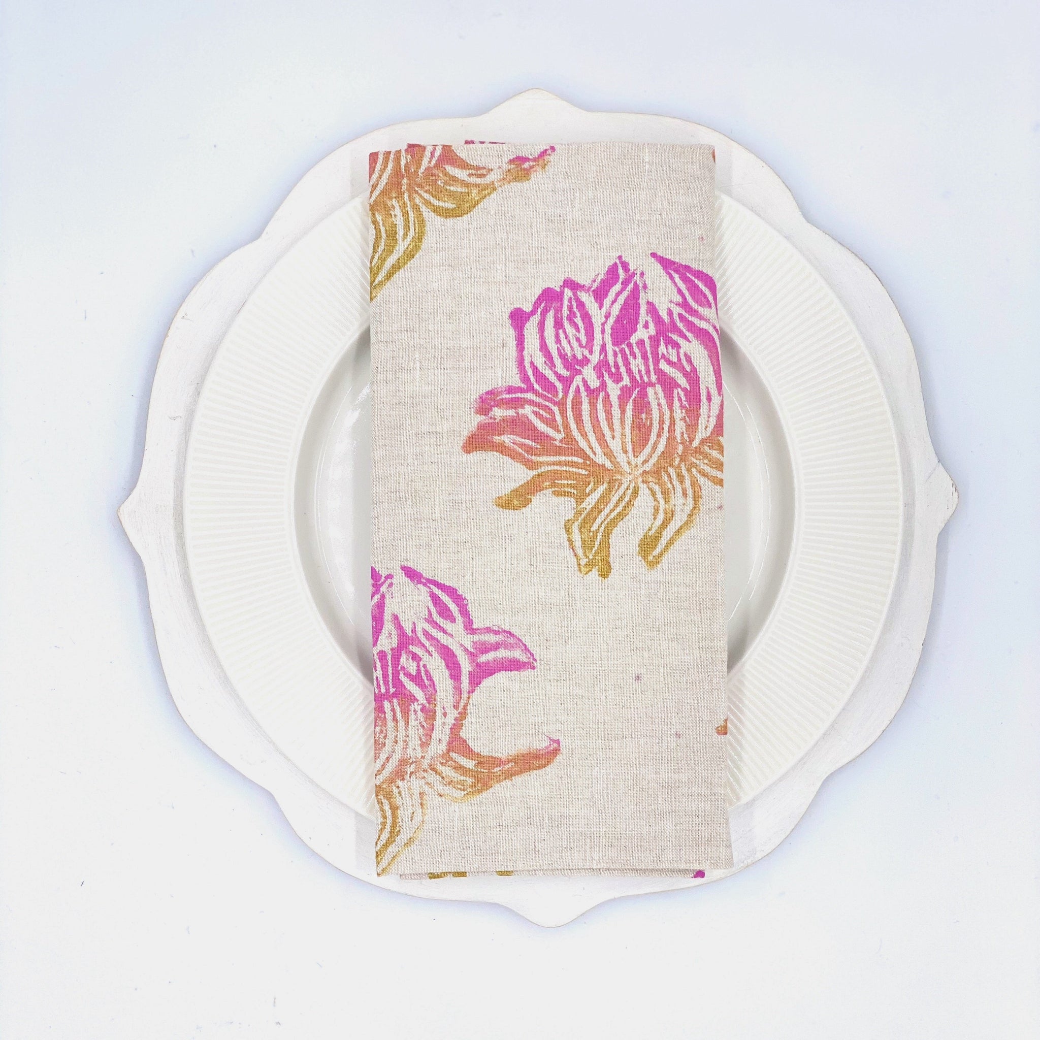 Lotus in Miami Vice Linen Napkins, Set of 4