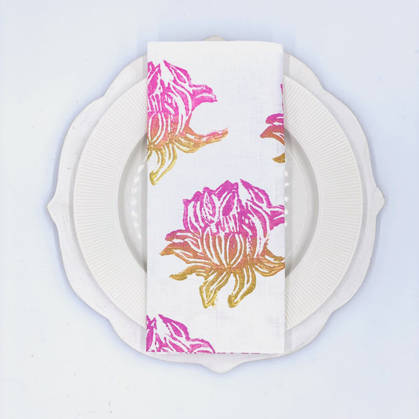 Lotus in Miami Vice Linen Napkins, Set of 4