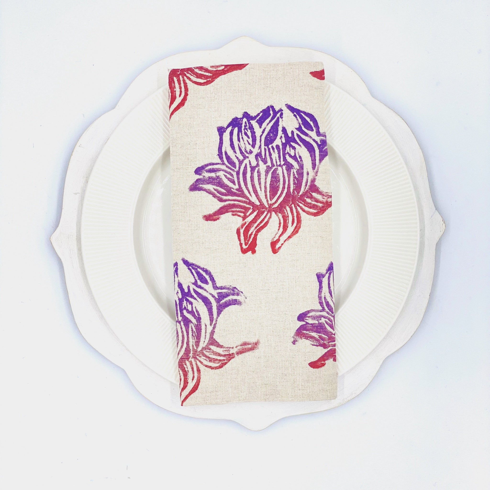 Lotus in Rose's Sunset Linen Napkins, Set of 4