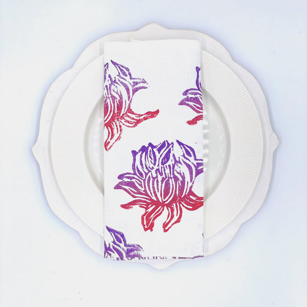 Lotus in Rose's Sunset Linen Napkins, Set of 4