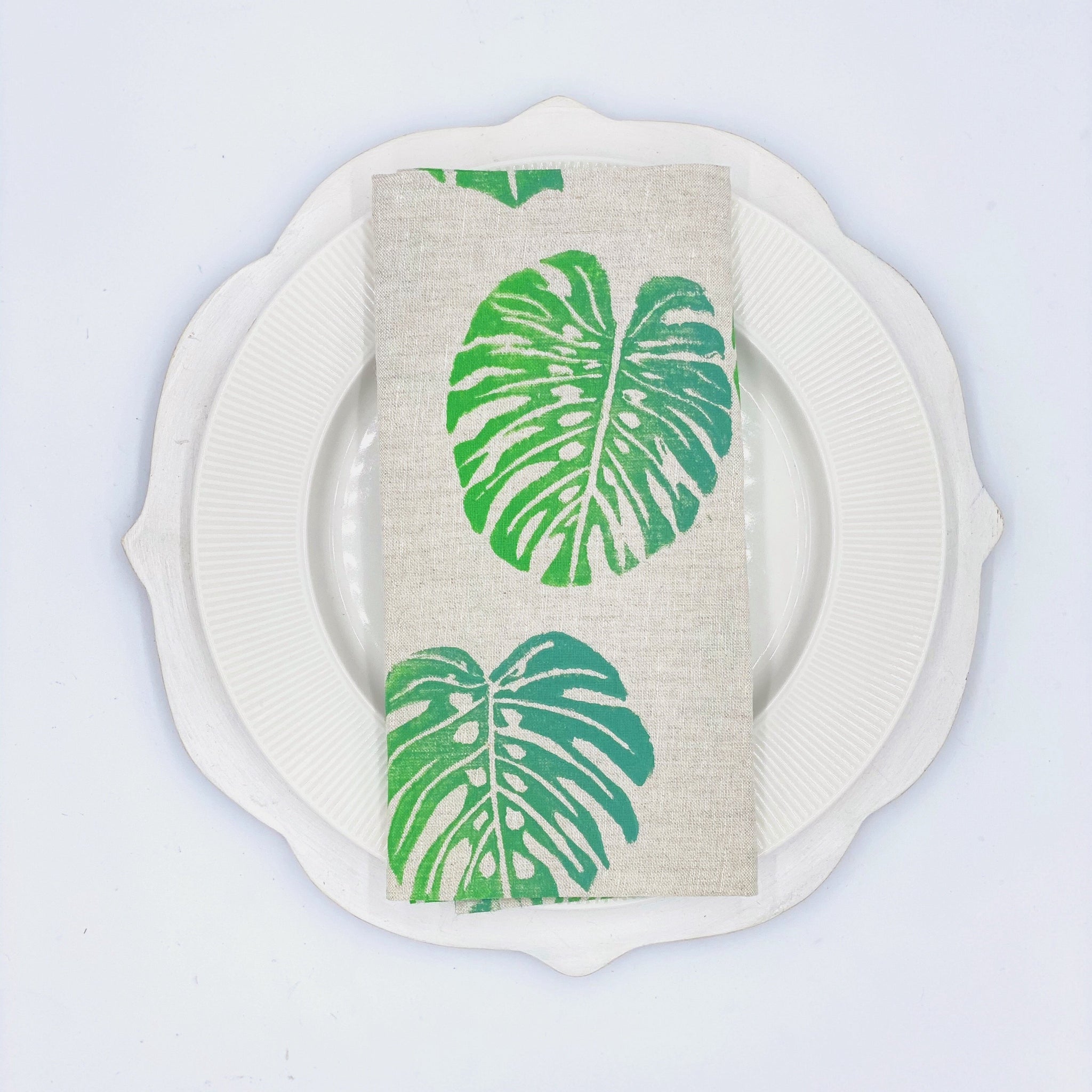 Monstera in Forest Floor Linen Napkins, Set of 4