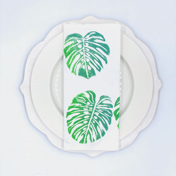 Monstera in Forest Floor Linen Napkins, Set of 4