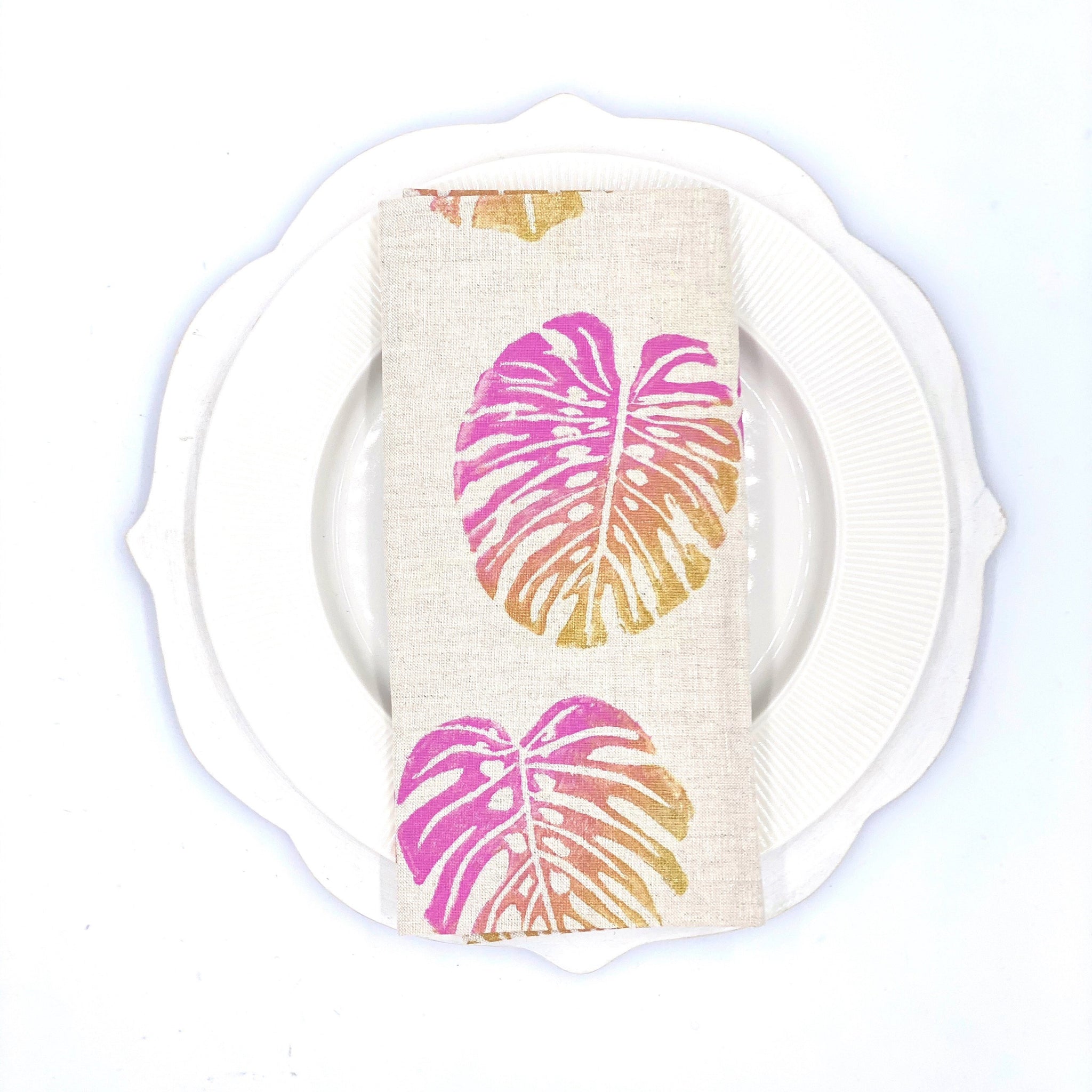 Monstera in Miami Vice Linen Napkins, Set of 4