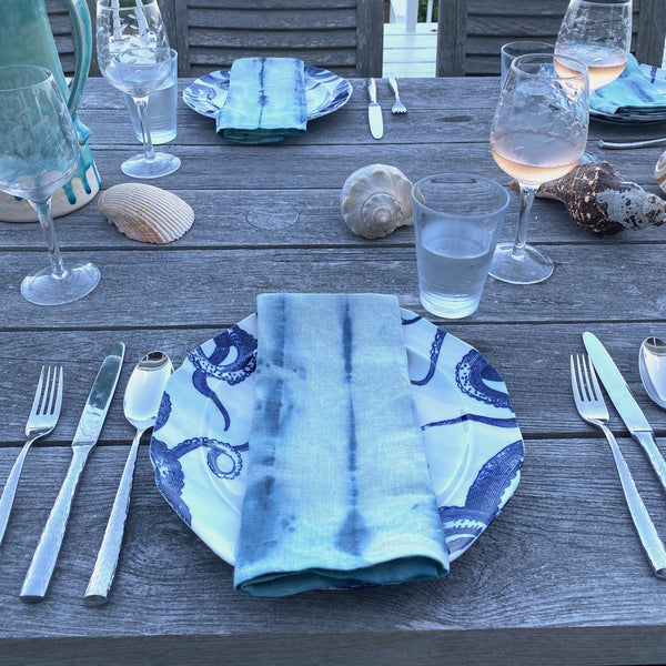Shibori Ocean Linen Napkins