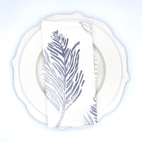 Feathers in Mountain Silver Linen Napkins, Set of 4