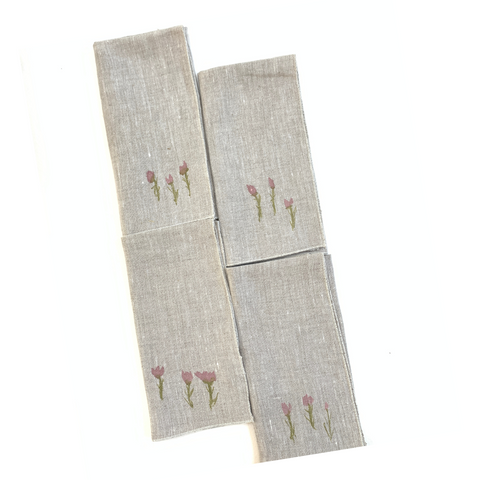 Pink Barn Oatmeal Linen Napkins in Pink, Set of 4