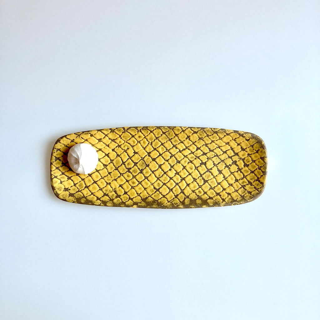 Shop Handcrafted Narrow Long Rectangular Tray Turmeric | The Dowry