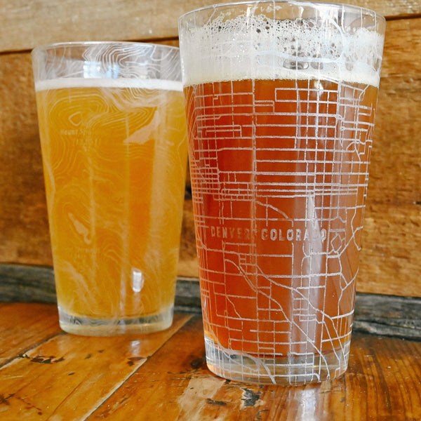 Custom Map Pint Glass, Set of 2