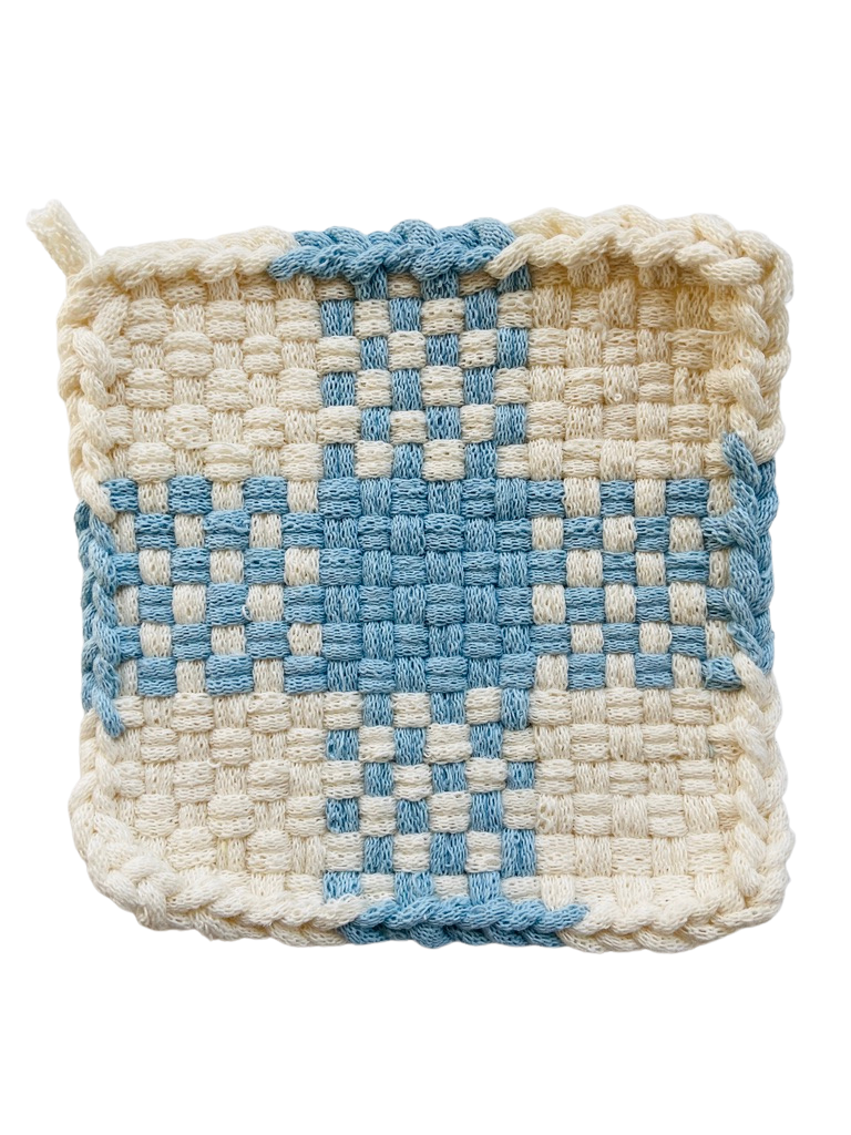 Pale Blue Cross Potholder