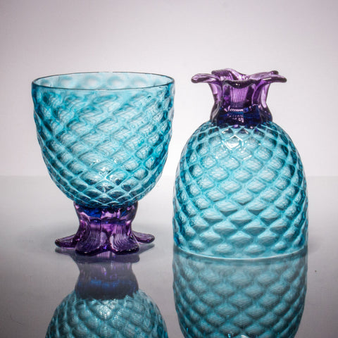 Aqua Pineapple Goblet, Set of 2