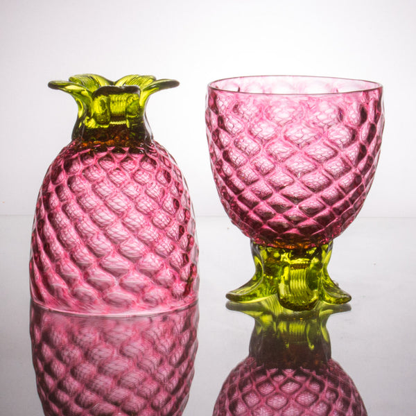 Pink Pineapple Goblet, Set of 2