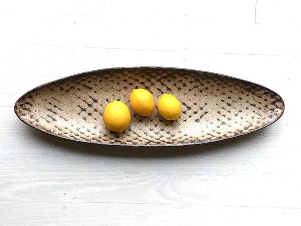 Swampgirl Pottery Pirogue Platter Midcentury Matzoh