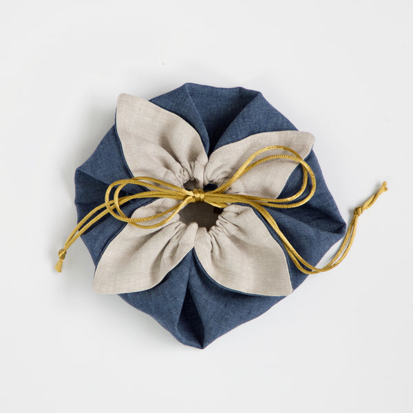 Posie Drawstring Bread Bag Indigo
