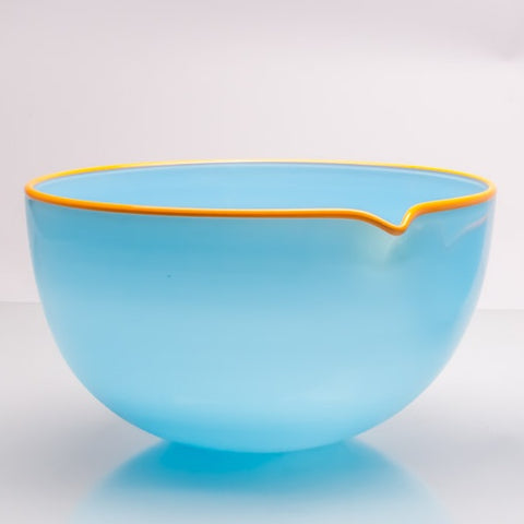 Sky Blue Spouted Glass Pouring Bowl, Large