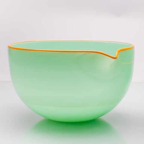 Seafoam Green Spouted Glass Pouring Bowl, Large