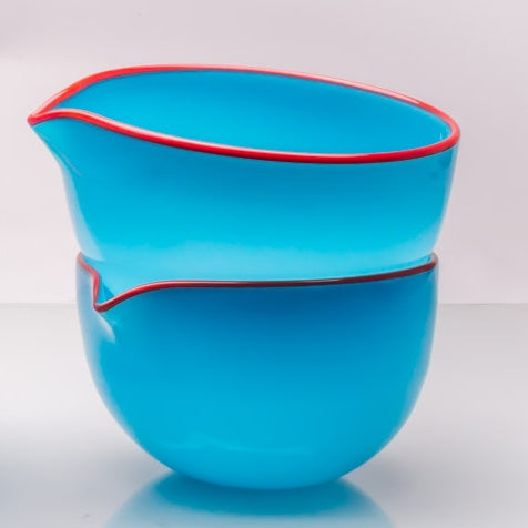 Turquoise Spouted Glass Pouring Bowl, Small