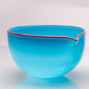 Turquoise Spouted Glass Pouring Bowl, Large
