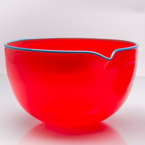 Crimson Red Spouted Glass Pouring Bowl, Large