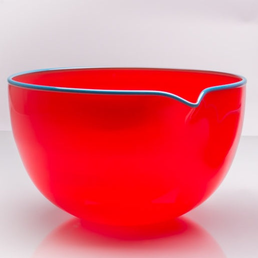 Crimson Red Spouted Glass Pouring Bowl, Large