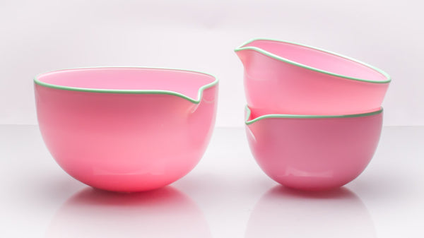 Pink Spouted Glass Pouring Bowl, Small