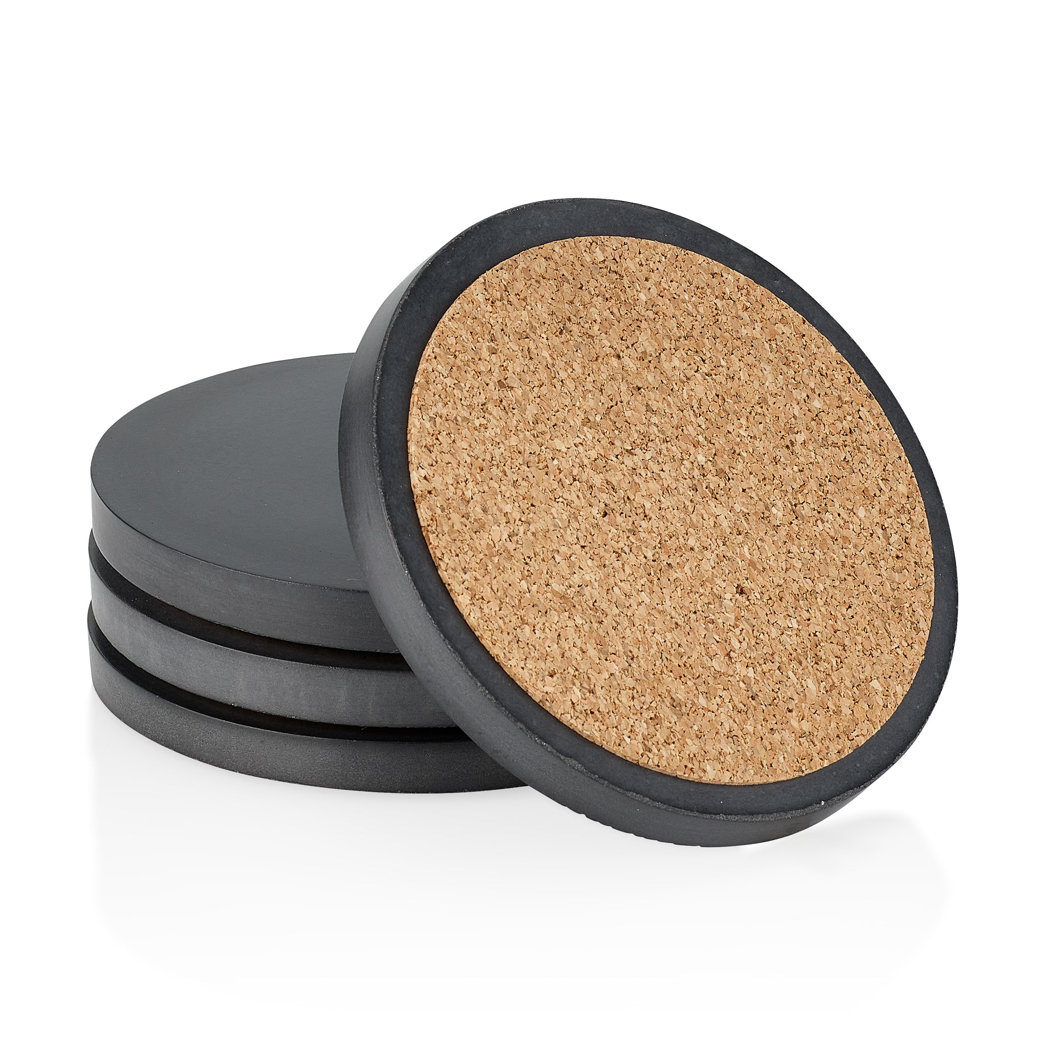 PLC Charcoal Concrete Round Coasters, Set of 4