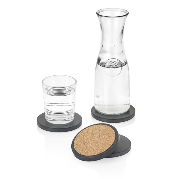 PLC Charcoal Concrete Round Coasters, Set of 4