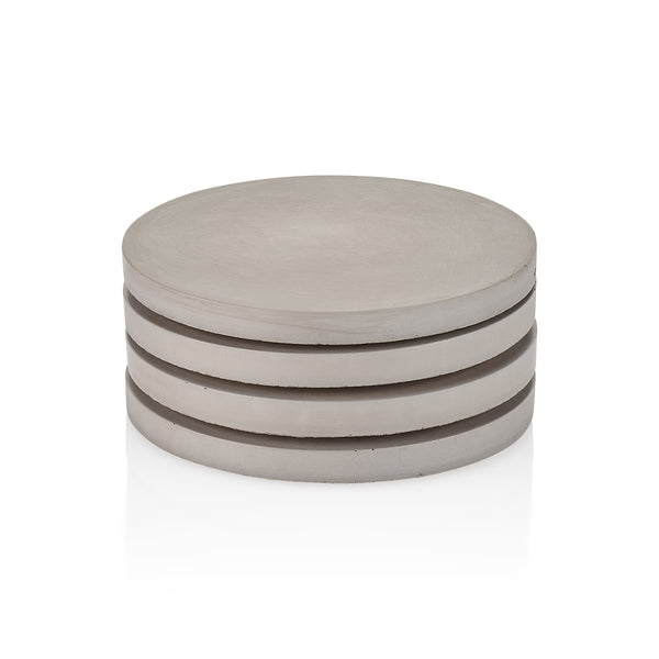 PLC Gray Concrete Round Coasters, Set of 4