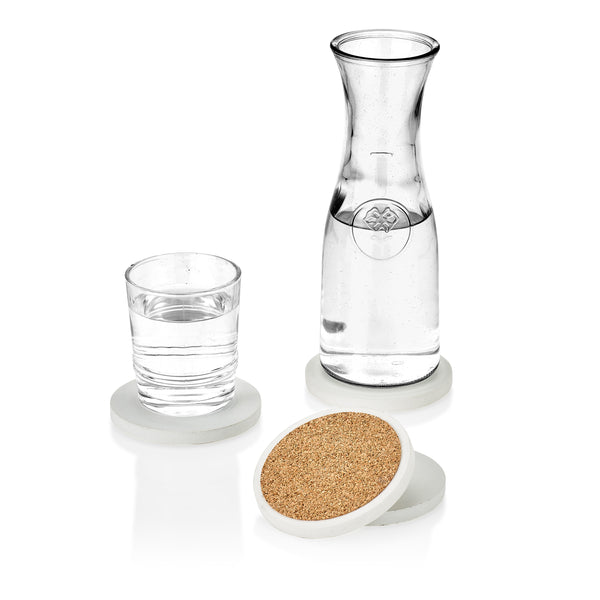 PLC White Concrete Round Coasters, Set of 4