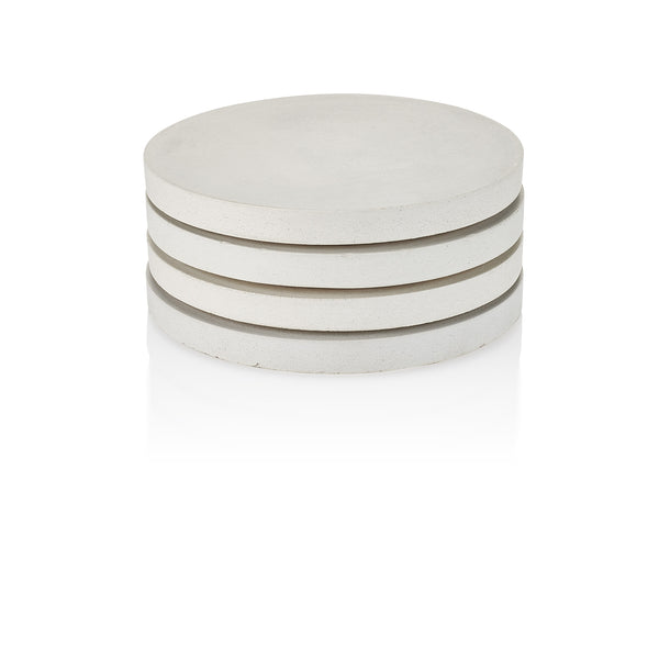 PLC White Concrete Round Coasters, Set of 4