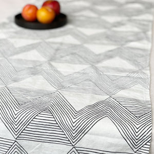 Charcoal Zig Zag Ivory Table Runner