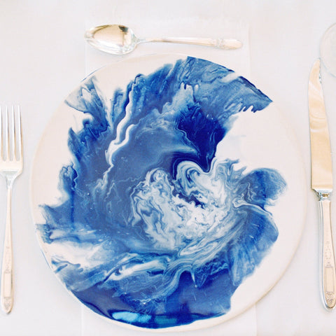 Marbled California Ocean Blue Dinner Plate