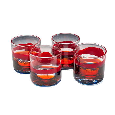 Red Swoosh Short Tumbler, Set of 4