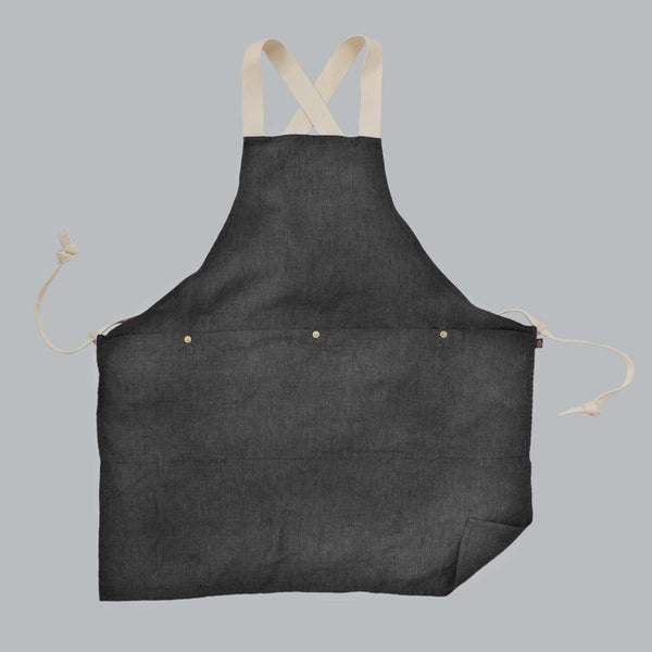 The Rowan Apron Charcoal with Grey Gingham Flounce