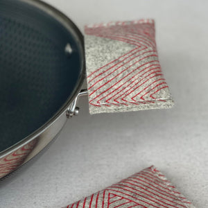 Red Zig Zag Pot Holders, Set of 2