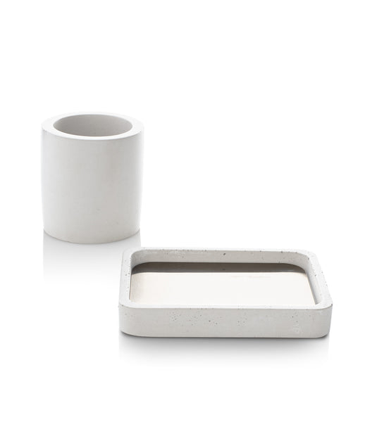 PLC White Sink Bathroom Counter Set