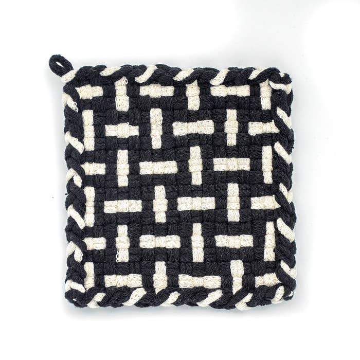 SEEDLING Black & Flax Handwoven Potholder