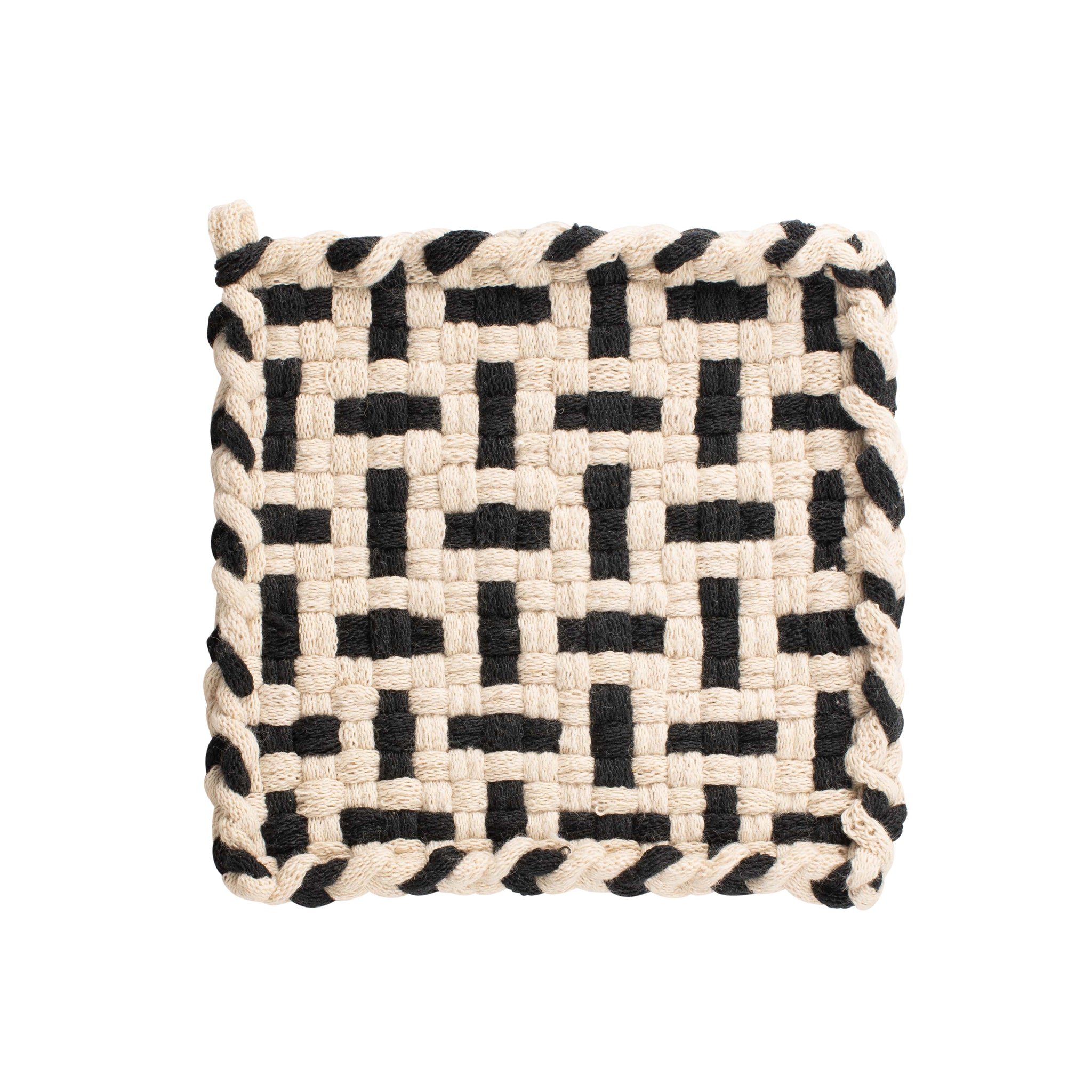 SEEDLING Flax & Black Handwoven Potholder