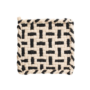 SEEDLING Flax & Black Handwoven Potholder