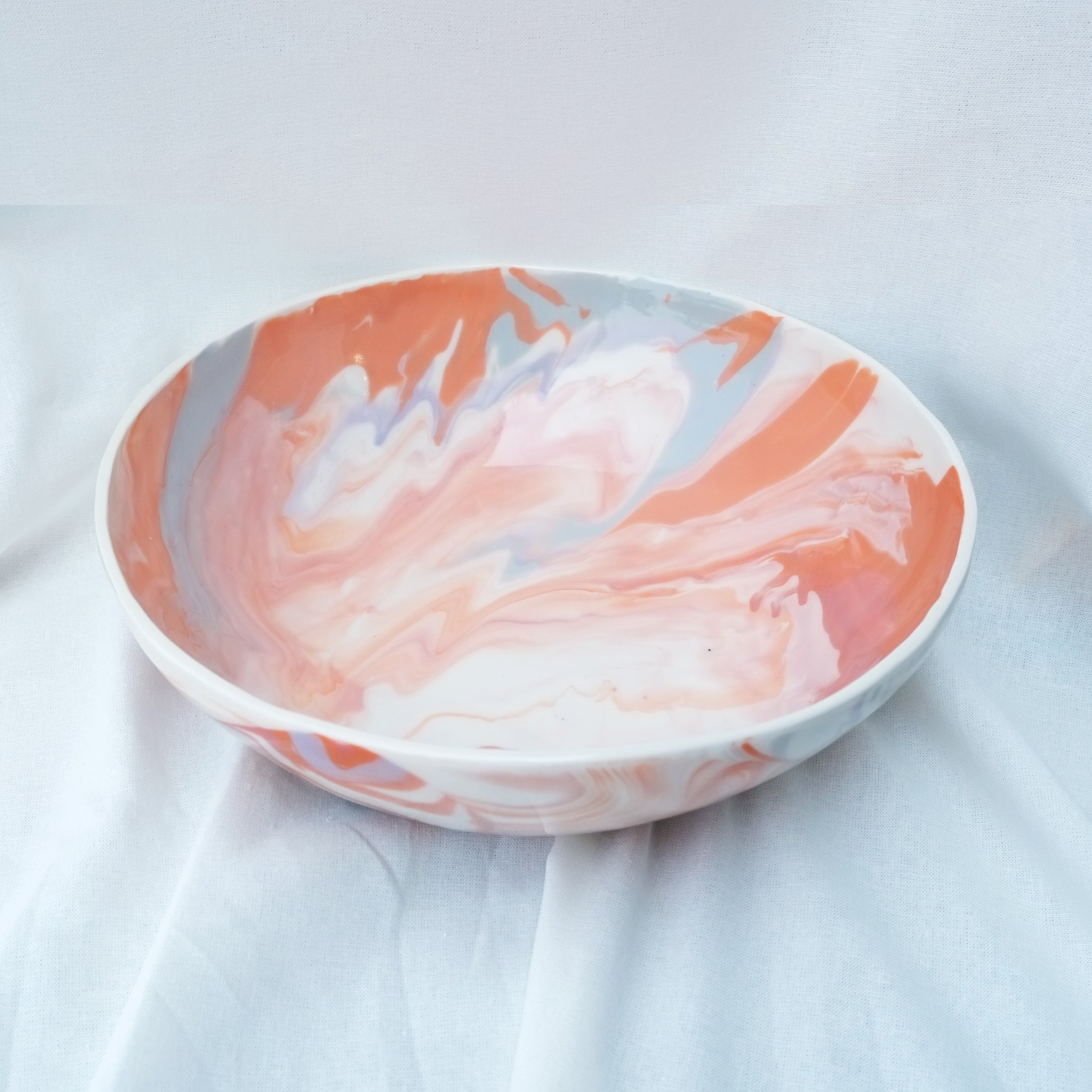 Marbled California Serving Bowl, Ocean Blue or Terra Cotta Sunset