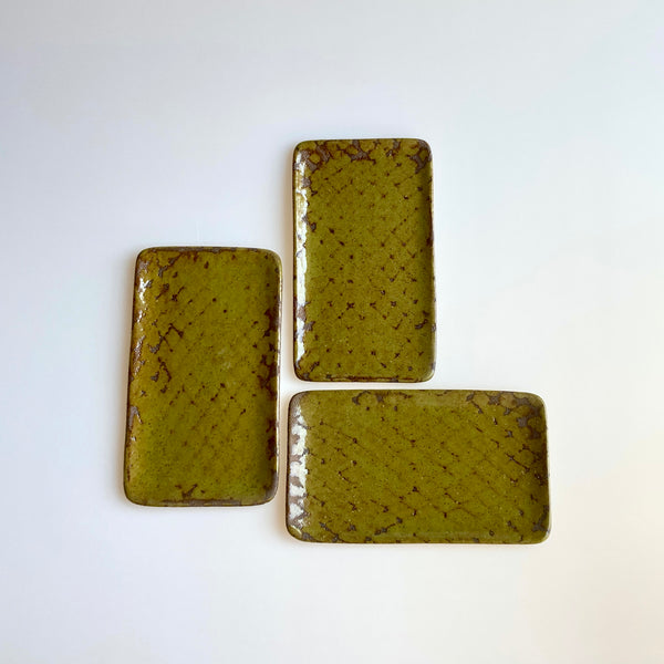 Moss Green Small Appetizer Plate, Set of 3