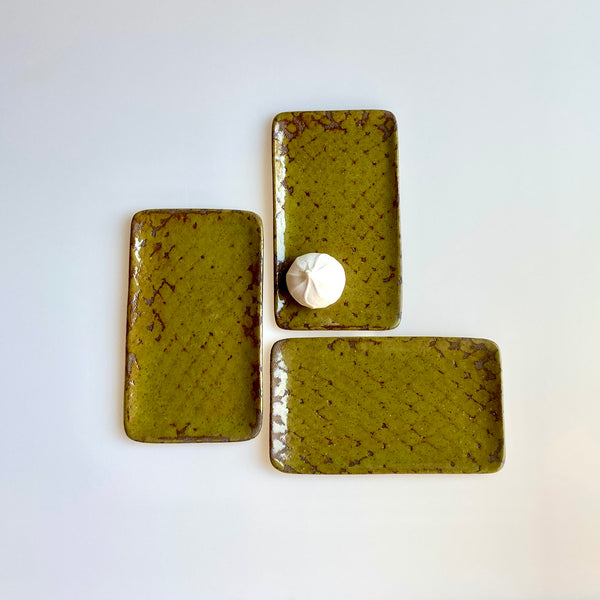 Moss Green Small Appetizer Plate, Set of 3