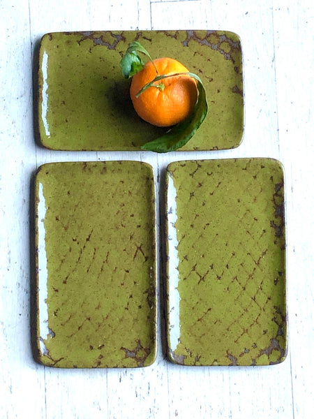 Moss Green Small Appetizer Plate, Set of 3