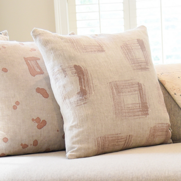 Window White Linen Pillow in Blush