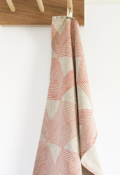 Red Zig Zag Stone Tea Towel